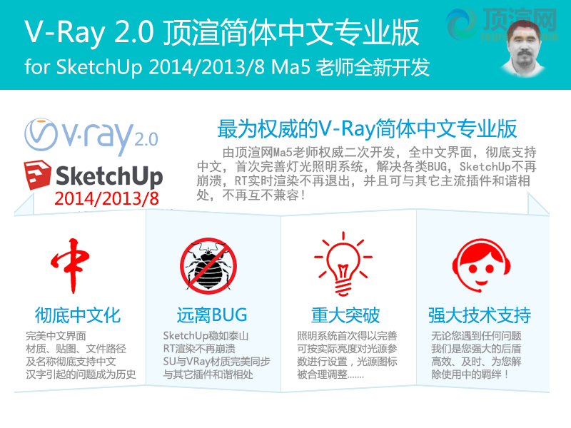 VRay for Sketchup 2014/2013/8 顶渲简体中文专业版