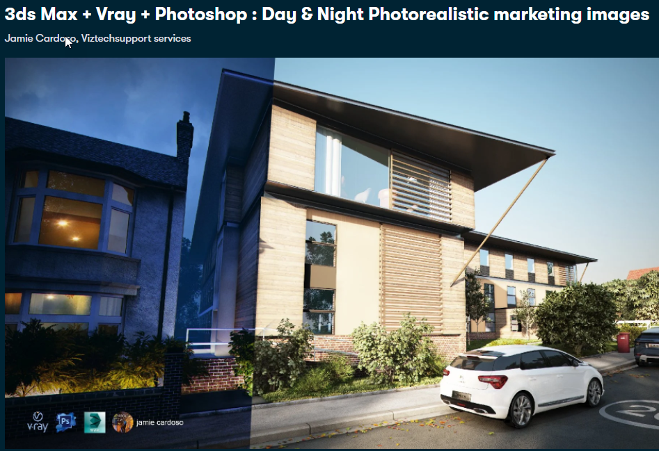 3dsmax、VRay、PS制作白天和夜景效果图视频教程