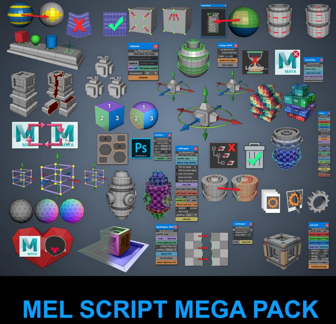 Mel Script Mega Pack for Maya 