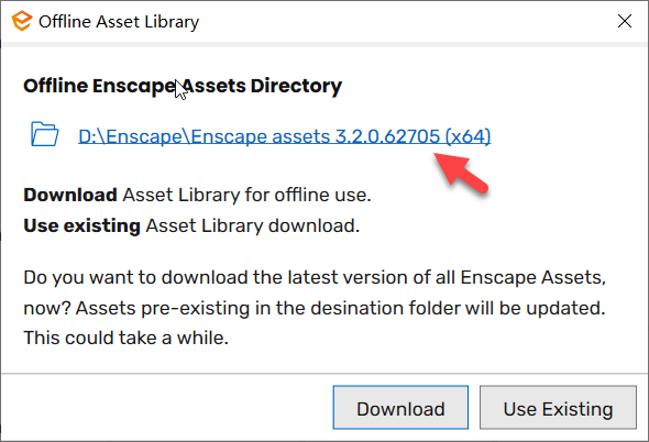 Enscape 3.2.0 离线素材库路径设置